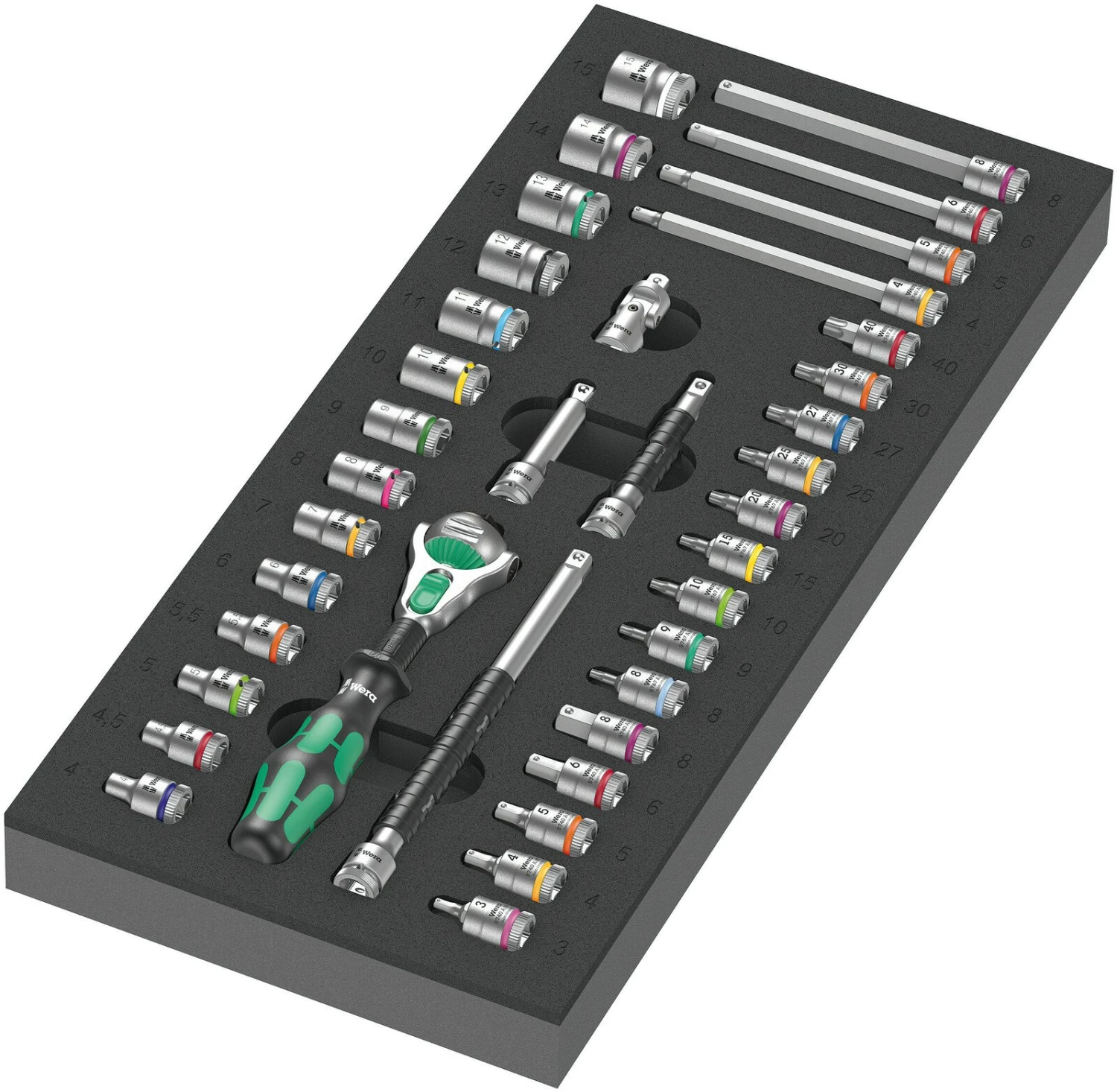 Wera 150130 7 Drawer Tool Rebel Roller Cabinet 1 Trolley With 78 Piece Tool Kit In Foam Inlays - Image 4