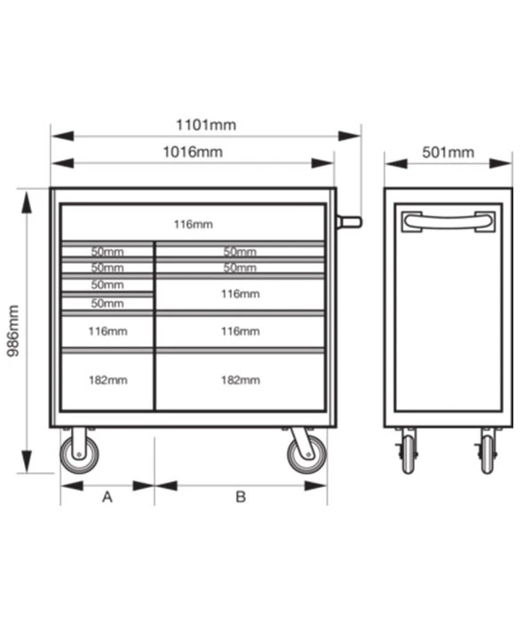Bahco 1475KXL12BLACK C75 Classic 40″ XL 12 Drawer Mobile Roller Cabinet Black - Image 2