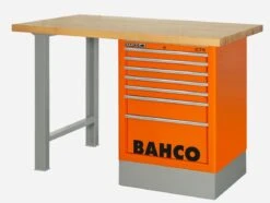 Bahco 1495K6CWB15TW Heavy Duty Wooden Top Workbench With 6 Drawer Orange Cabinet 1500mm Long