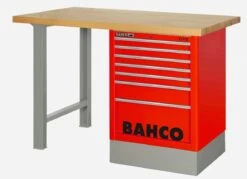 Bahco 1495K6CRDWB18TW Heavy Duty Wooden Top Workbench With 6 Drawer Red Cabinet 1800mm Long