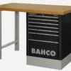 Bahco 1495K7CBKWB18TD Heavy Duty MDF Top Workbench With 7 Drawer Black Cabinet 1800mm Long