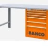 Bahco 1495KH6WB18TS Heavy Duty Low Height Steel Top Workbench With 6 Drawer Orange Cabinet 1800mm Long