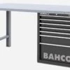 Bahco 1495KH7BKWB15TS Heavy Duty Low Height Steel Top Workbench With 7 Drawer Black Cabinet 1500mm Long