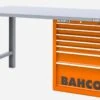 Bahco 1495KH7WB18TS Heavy Duty Low Height Steel Top Workbench With 7 Drawer Orange Cabinet 1800mm Long