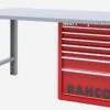 Bahco 1495KH7RDWB18TS Heavy Duty Low Height Steel Top Workbench With 7 Drawer Red Cabinet 1800mm Long