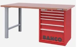 Bahco 1495KH7RDWB15TD Heavy Duty Low Height MDF Top Workbench With 7 Drawer Red Cabinet 1500mm Long