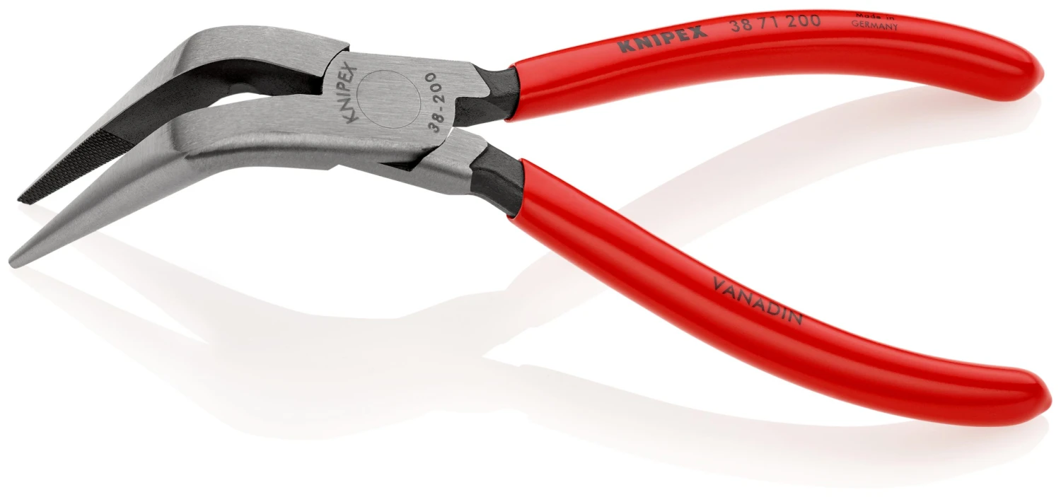 Knipex 38 71 200 Mechanics Angled Long Bent Nose Pliers 200mm - Image 2
