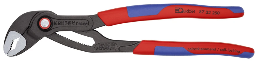 Knipex 87 22 250 Cobra® Quickset Push Button Waterpump Pliers 250mm (46mm Capacity)