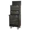 Sealey AP22BSTACK 14 Drawer Tool Box Stack - Roll Cab, Top &amp; Mid Chests - Black