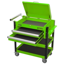 Sealey AP760MHV Heavy-Duty Mobile Tool &amp; Parts Trolley 2 Drawers &amp; Lockable Top - Green
