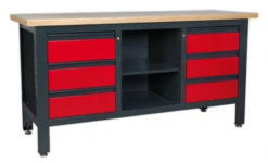 Sealey AP1905D Workstation With 6 Drawers &amp; Open Storage