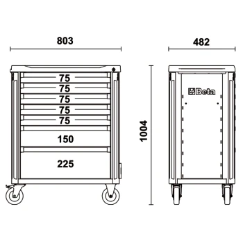 Beta C37/7 7 Drawer Mobile Roller Cabinet - Orange - Image 6